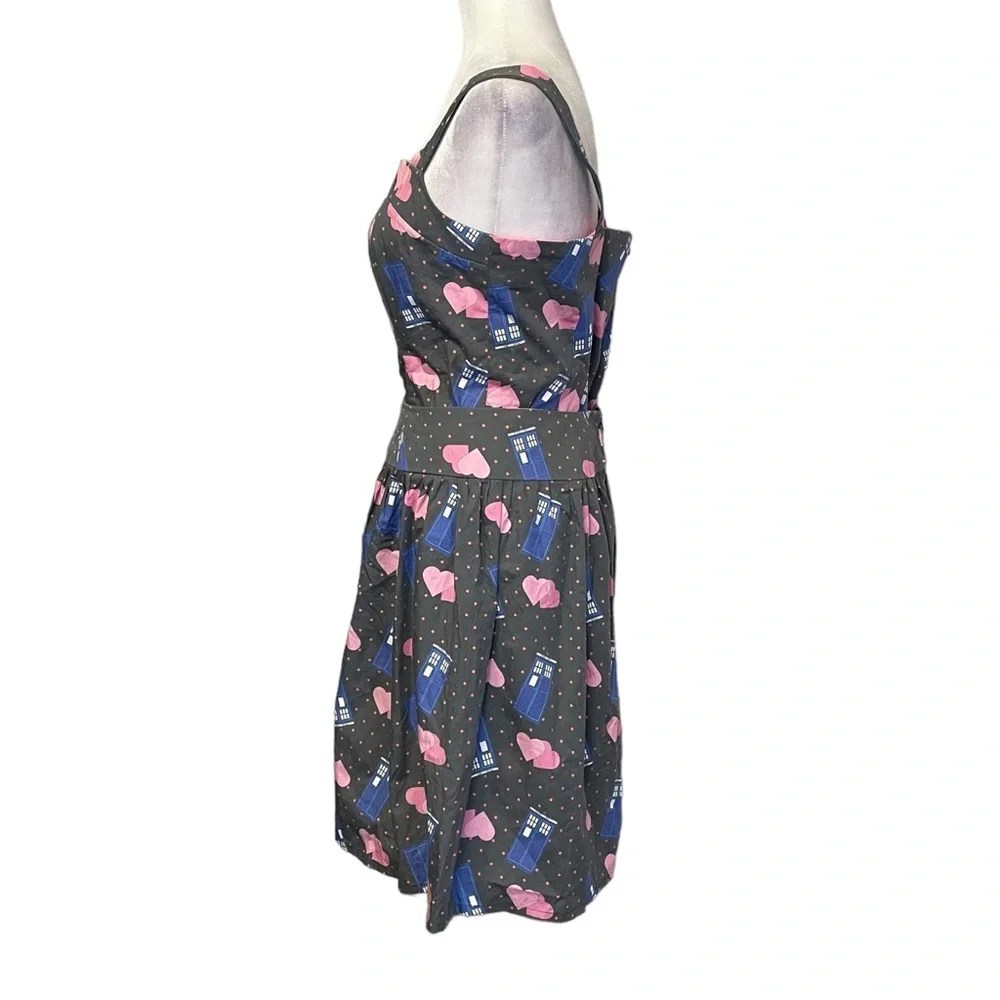 Dr. Who Handmade Heart Gray Retro Sweetheart Top & Skater Skirt Set - Picture 3 of 5